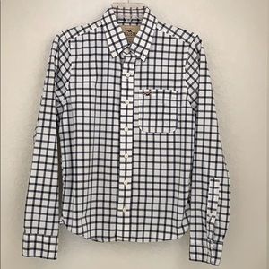 Men’s Hollister Navy and White Button Down SZ S